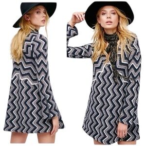 Free people Rhiannon short sweater dress with chevron print. Medium NWOT